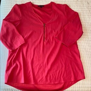 Express L coral Blouse 3/4 zip
